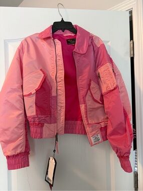 Alpha Industries Women's Pink Patchwork Bomber Jacket